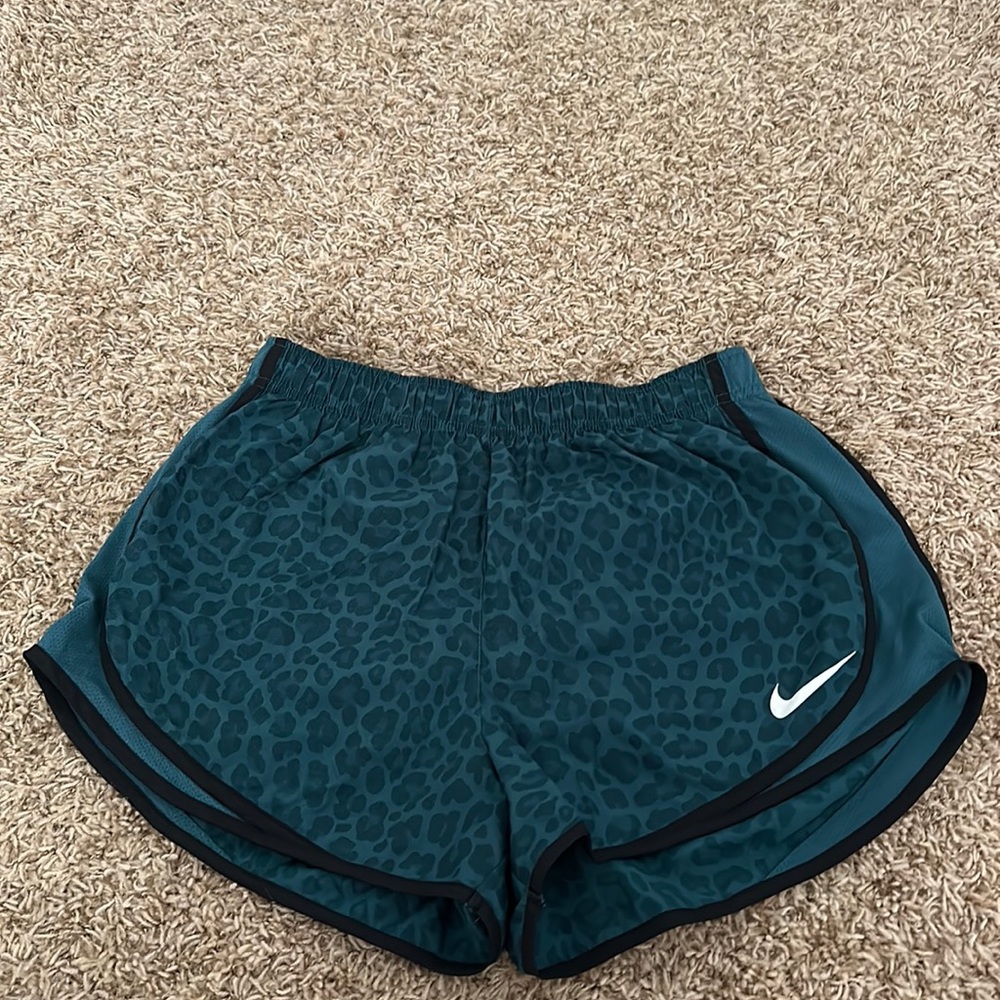 Dark teal leopard Nike dri-fit shorts